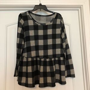 Buffalo Plaid Peplum Top